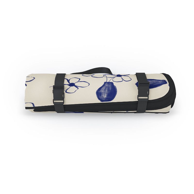 Hello Twiggs Blue Vase with Flowers Picnic Blanket - Deny Designs