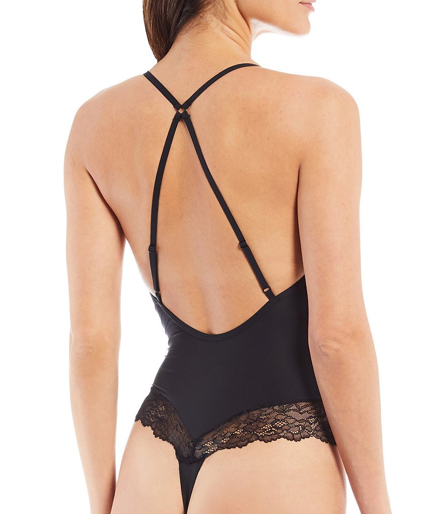 Cassandra Solid Lace Thong Deep V-Neck Sleeveless Teddy