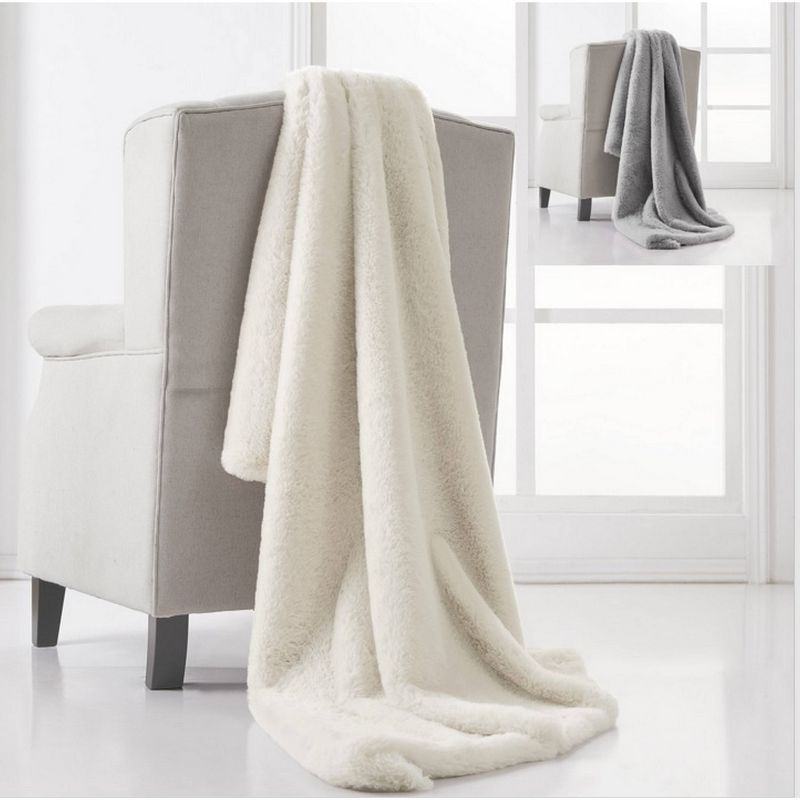 50"x70" Luxe Faux Fur Throw Blanket in Gift Box Ivory - Charisma