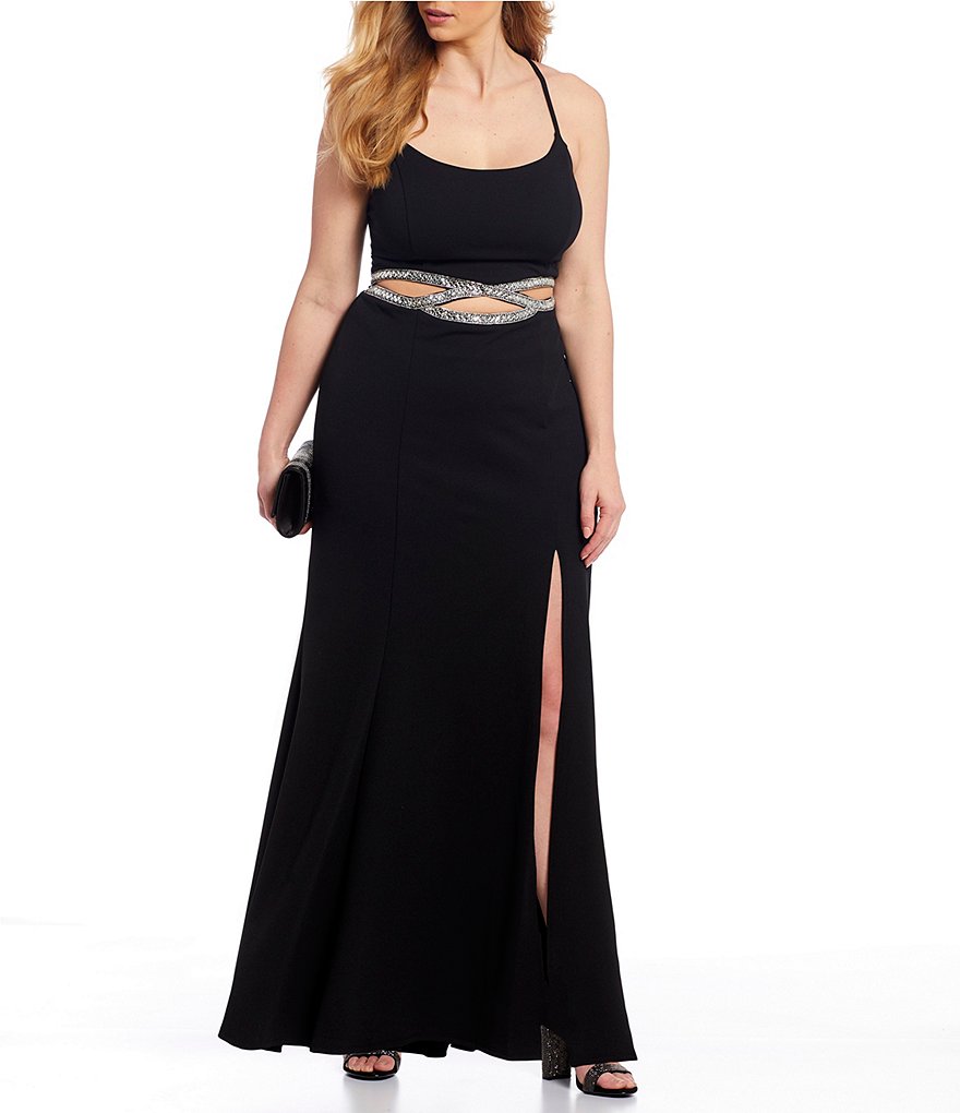 Sequin Hearts Y-Neck Pleated Satin Long Dress