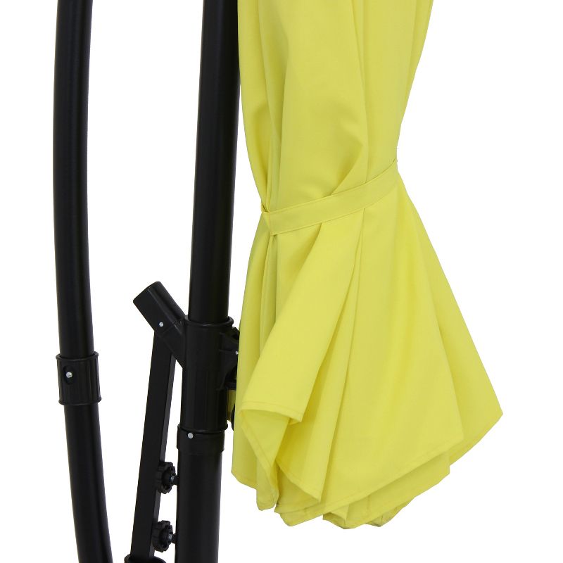 Sunnydaze Outdoor Steel Cantilever Offset Patio Umbrella with Air Vent, Crank, and Base - 9' - Sunshine