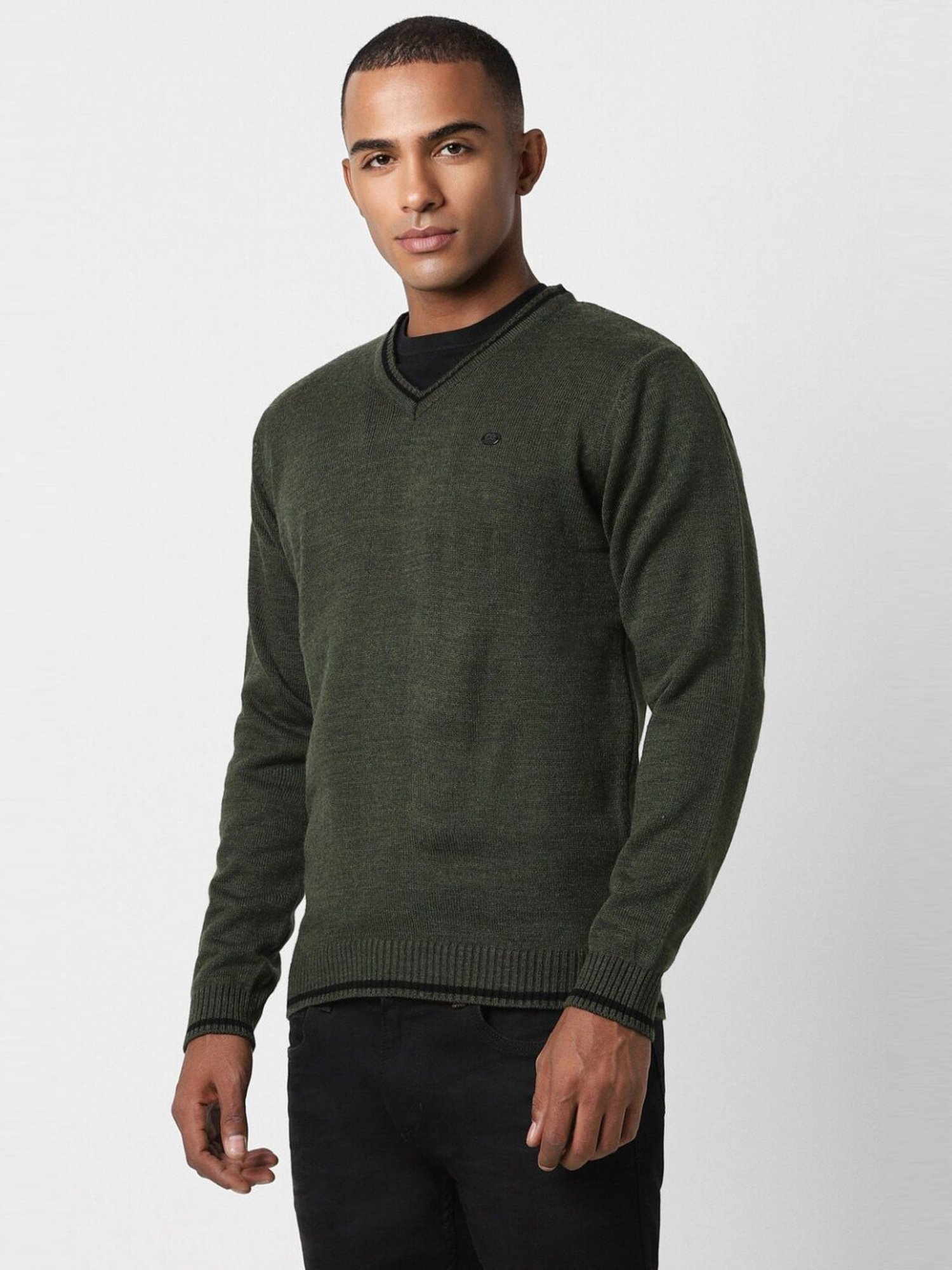 Peter England Green Regular Fit Sweater