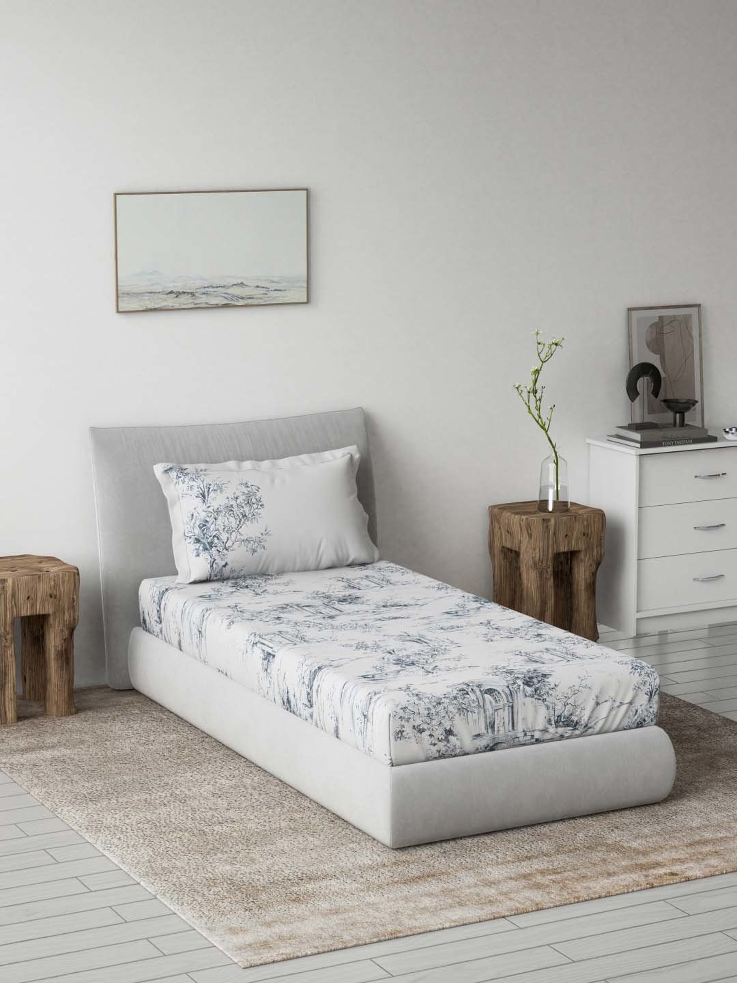 Ddecor Live beautiful Radiance Yellow 144 TC Cotton Single Bedsheet with 1 Pillow Cover