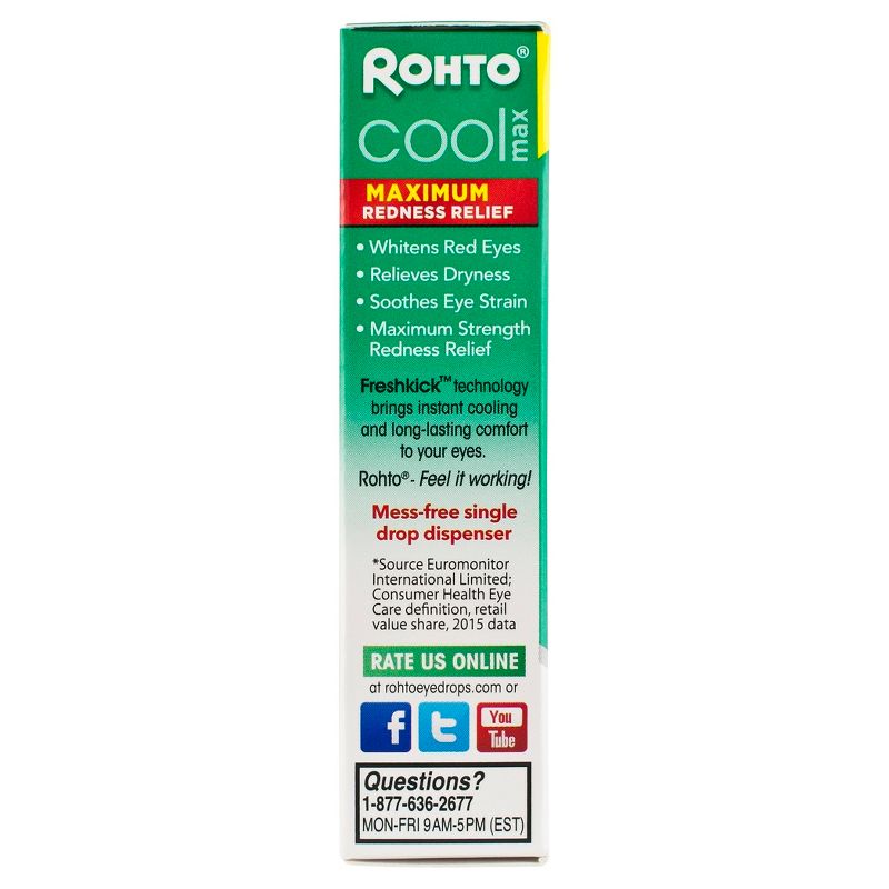 Rohto Cool Max Maximum Redness Relief Cooling Eye Drops - 0.4oz