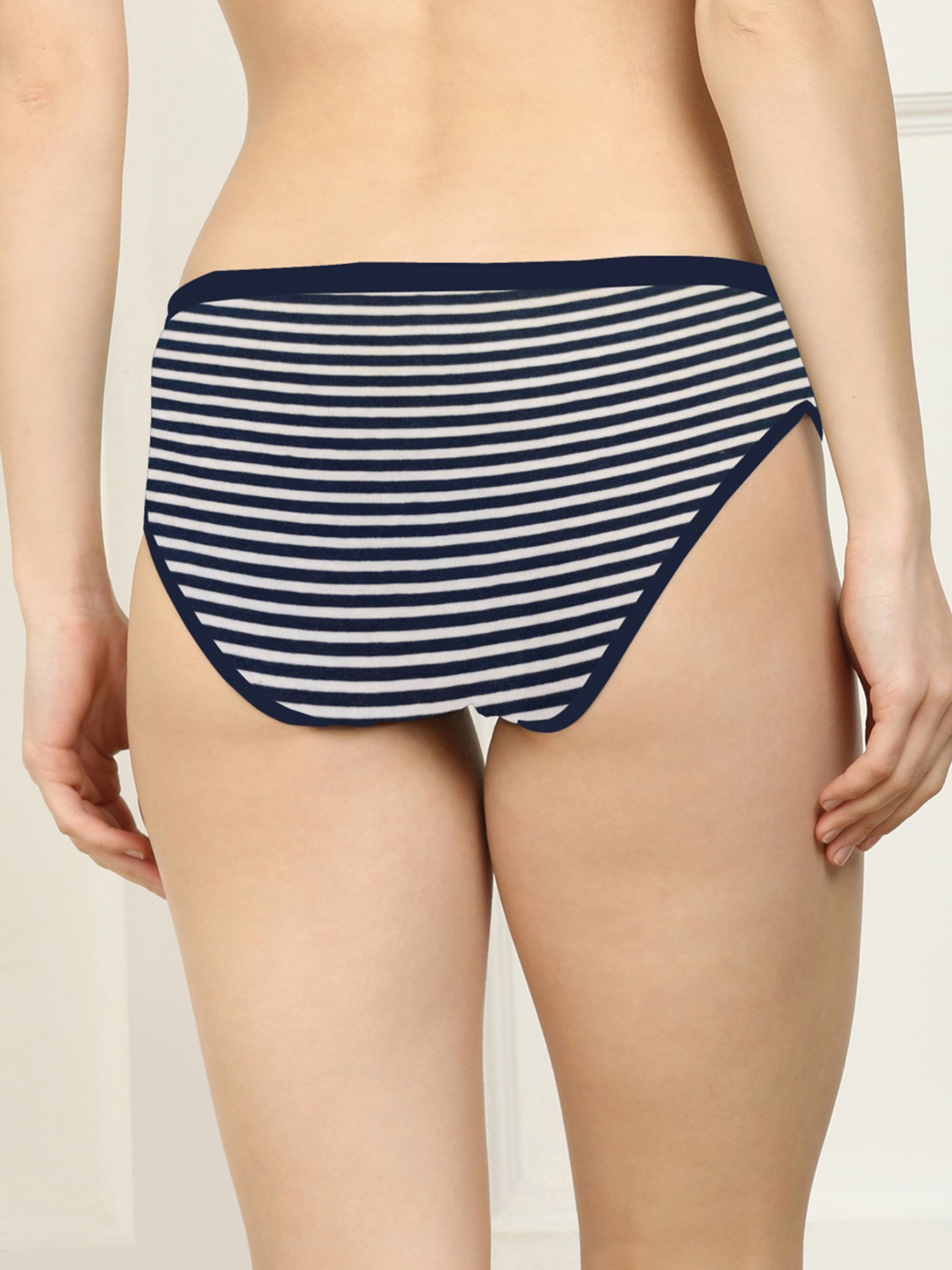 AROUSY Black & White Striped Hipster Panties - Pack Of 6