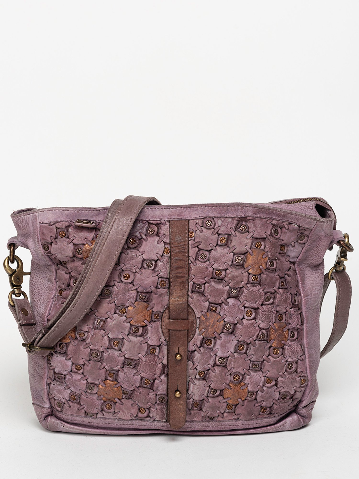 Art N Vintage Bettina Quail Purple Leather Textured Medium Sling Handbag