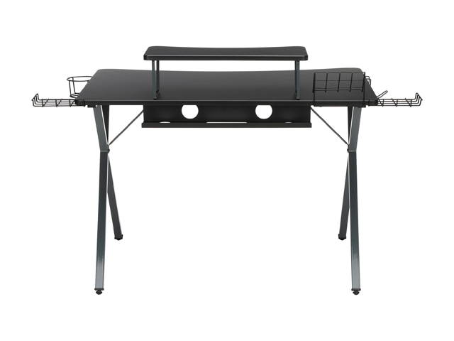 OFM Essentials Collection 55" Gaming Computer Desk, 35" Monitor Shelf, X-Base, in Gray/Black (ESS-1100-GRY-BLK)