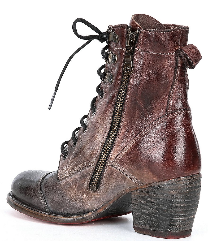 Bed Stu Judgement Leather Tie-Dye Block Heel Combat Boots