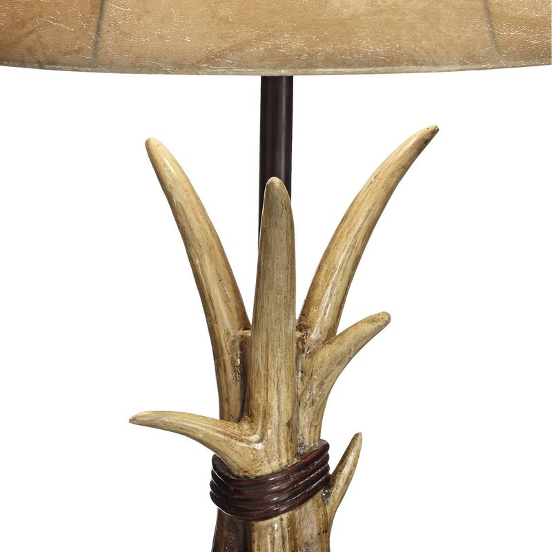 John Timberland Rustic Western Table Lamps Set of 2 with USB Charging Port Natural Antler Bell Shade Living Room Bedroom Bedside