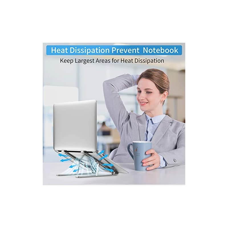 Adjustable Laptop Stand  Portable Aluminum Computer Holder Ergonomic Foldable Desktop Riser with 6 Levels Height Compatible with MacBook Air Pro Dell XPS More 10156 PC Notebook