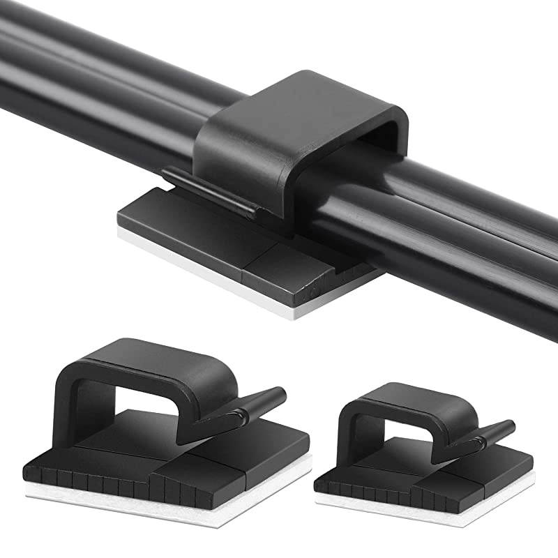 100 Pcs Cable Clips Black with Strong Adhesive Tapes 2 Sizes Wire Holder Car Cable Organizer Upgraded Cable Wire Management Office and Home Black