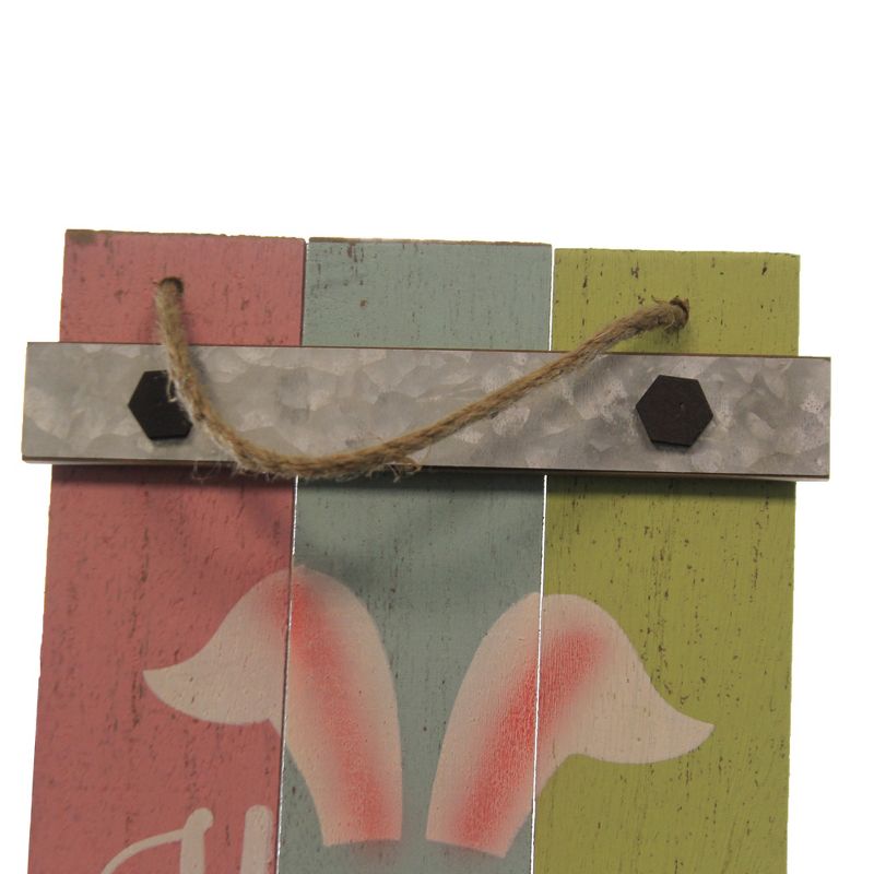 Home & Garden 43.0" Happy Easter Wood Plaque Spring Hanging Sign Bunny Ears Direct Designs International  -  Wall Sign Panels