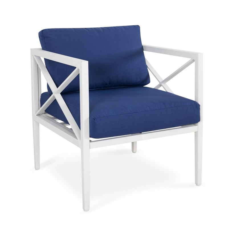 4pc Outdoor Aluminum Sofa Set White & Blue - Nuu Garden