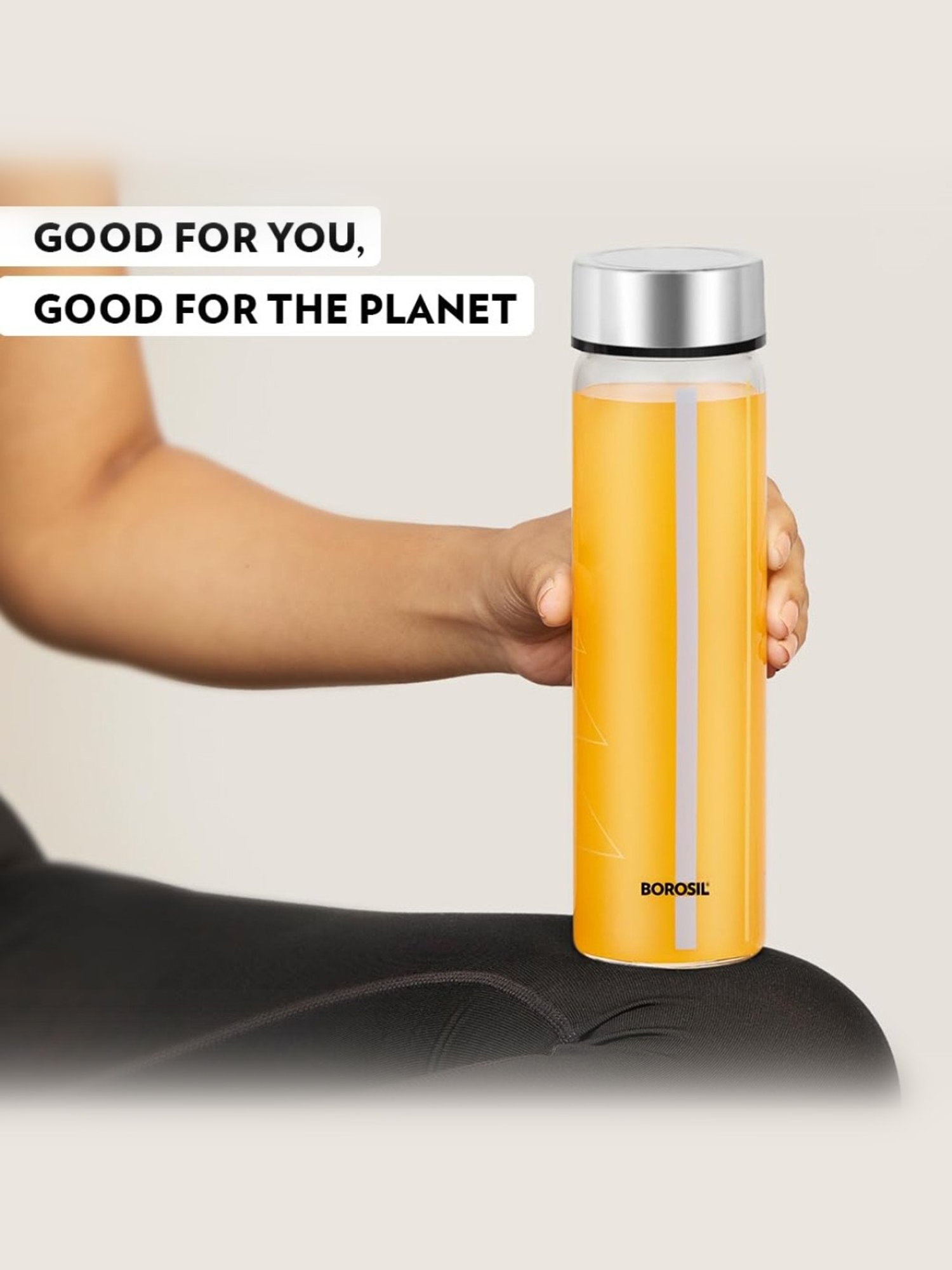 Borosil Water Bottle with Fridge Safe & Leakproof Set of 3 (Transparent, 550 ml)