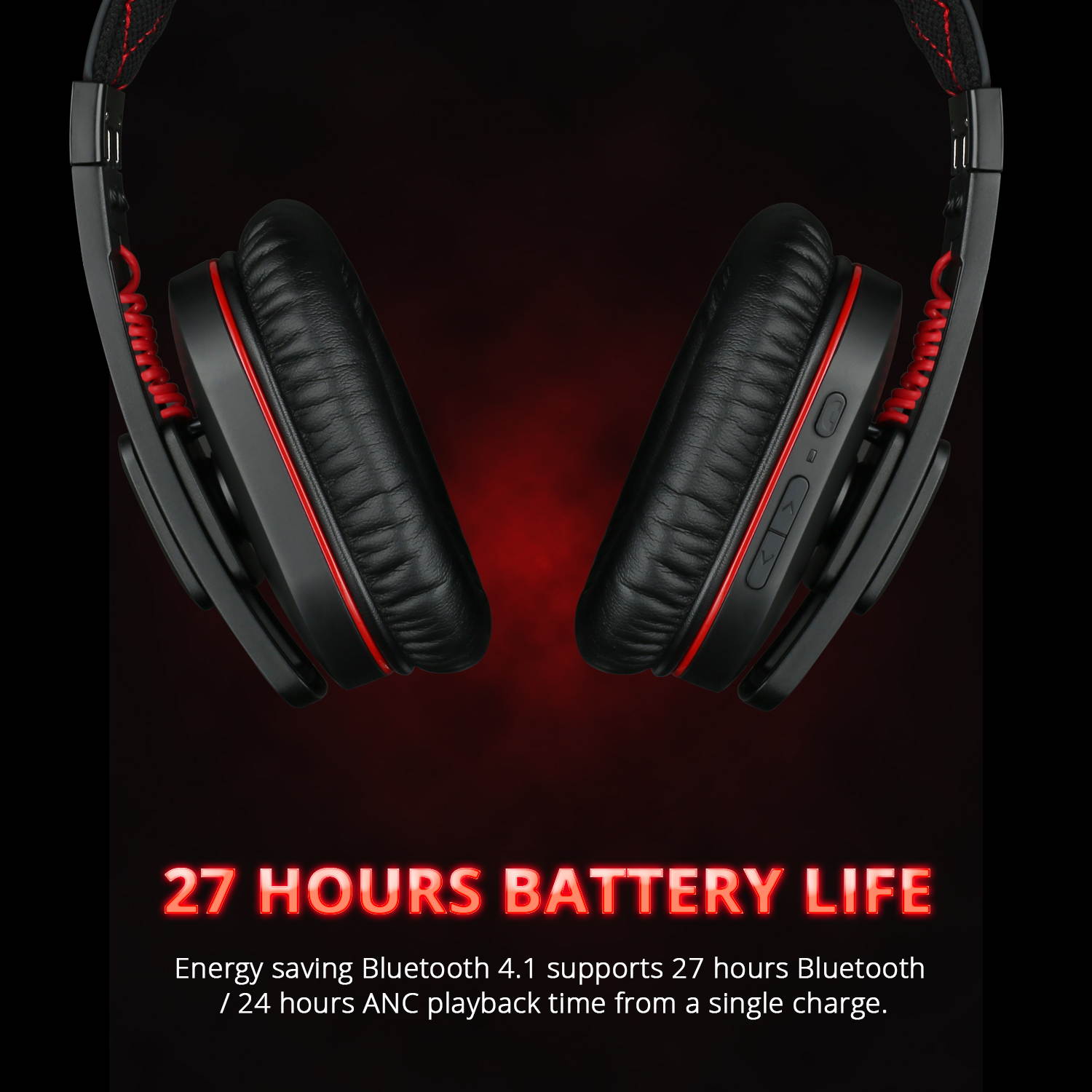 iDeaPlay V207A Active Noise Cancelling Foldable Wireless Headphone Over ear ANC Bluetooth Headphones with Apt-X and microphone