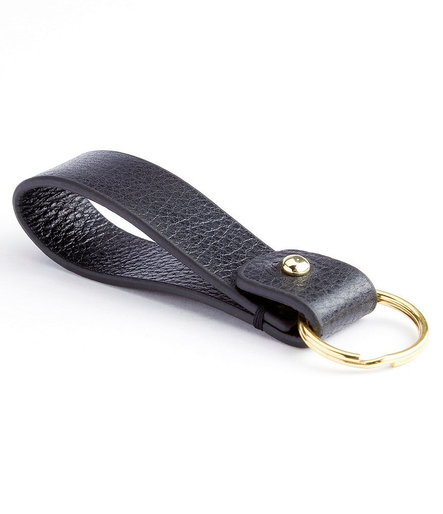 ROYCE New York Leather Loop Key Fob with Gold Hardware