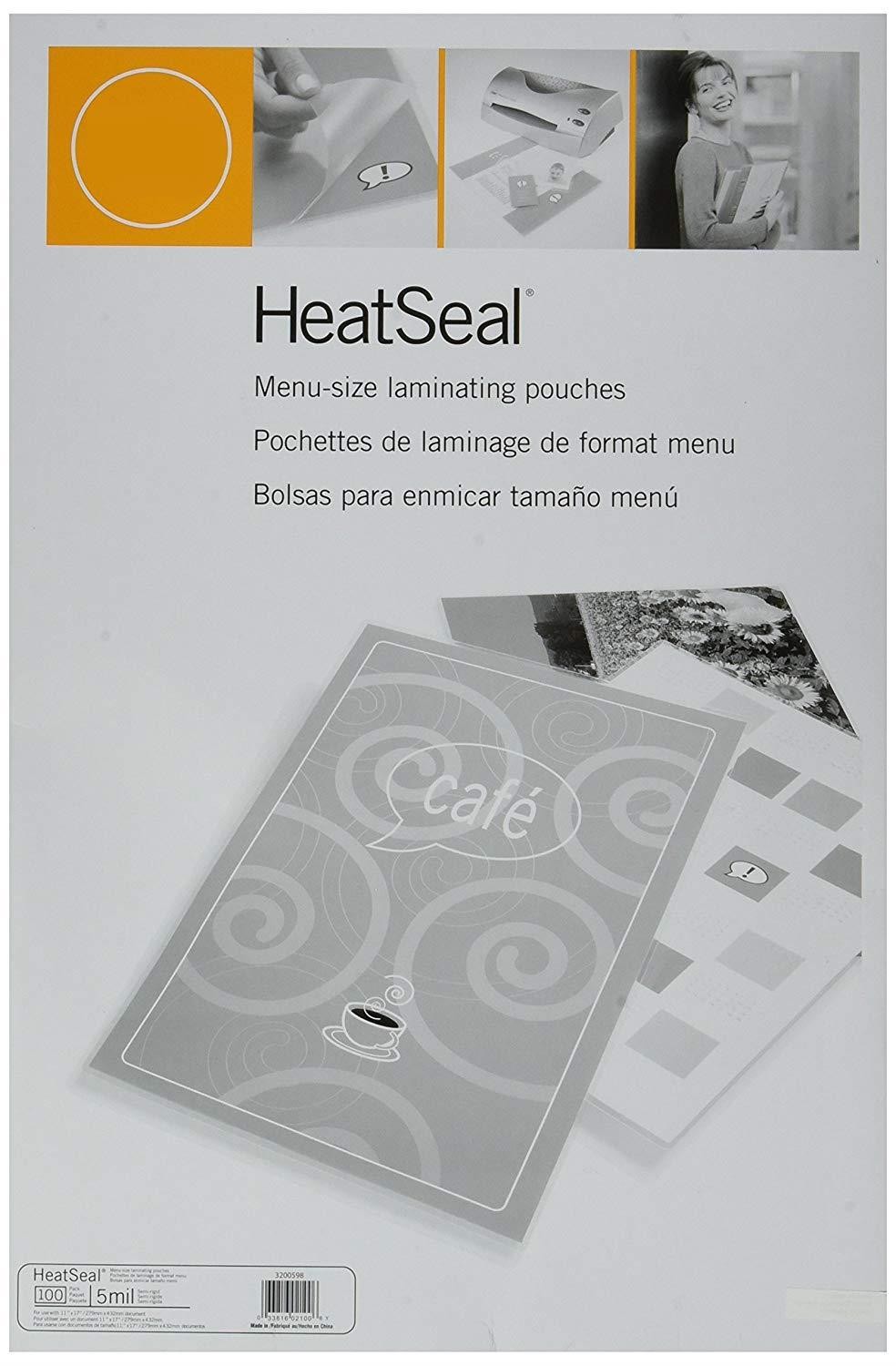 GBC HeatSeal UltraClear Thermal Laminating Pouches, Menu Size, 5 mm Thickness, 11.5 x 17.5 -Inches, Clear, 100 Pouches per Pack (3200598)