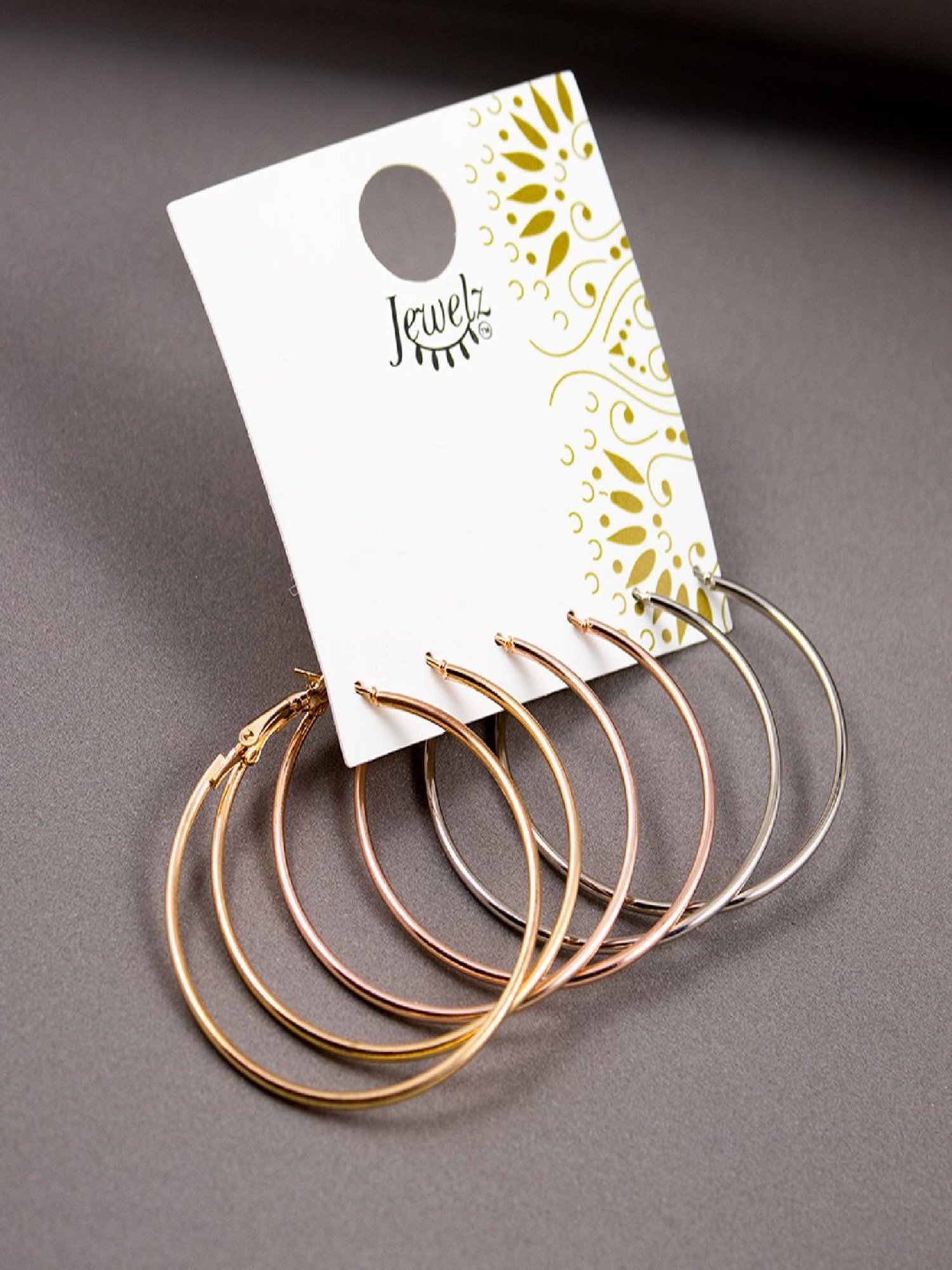 Jewelz Fashion Hoop Earrings Set for Women & Girls Pack of 3