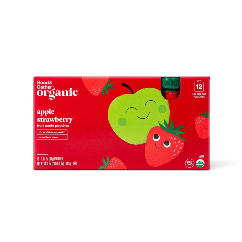 Organic Apple Strawberry Fruit Squeezers - 12ct - Good & Gather™