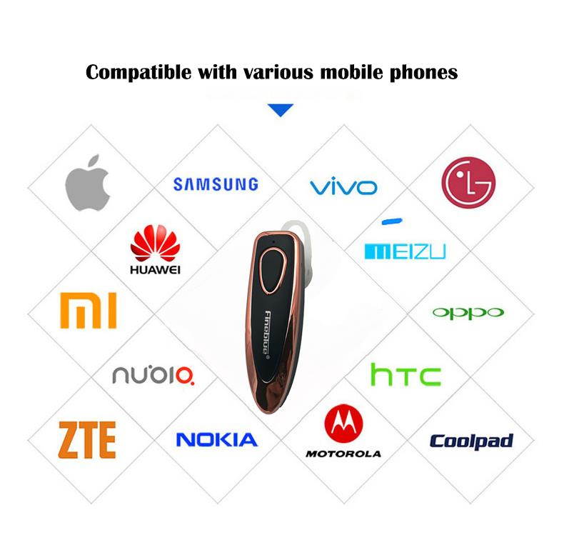 Fineblue HF66 Headphones Bluetooth Wireless Business earphone Hands Free with Mic for Mobile Phone - Black