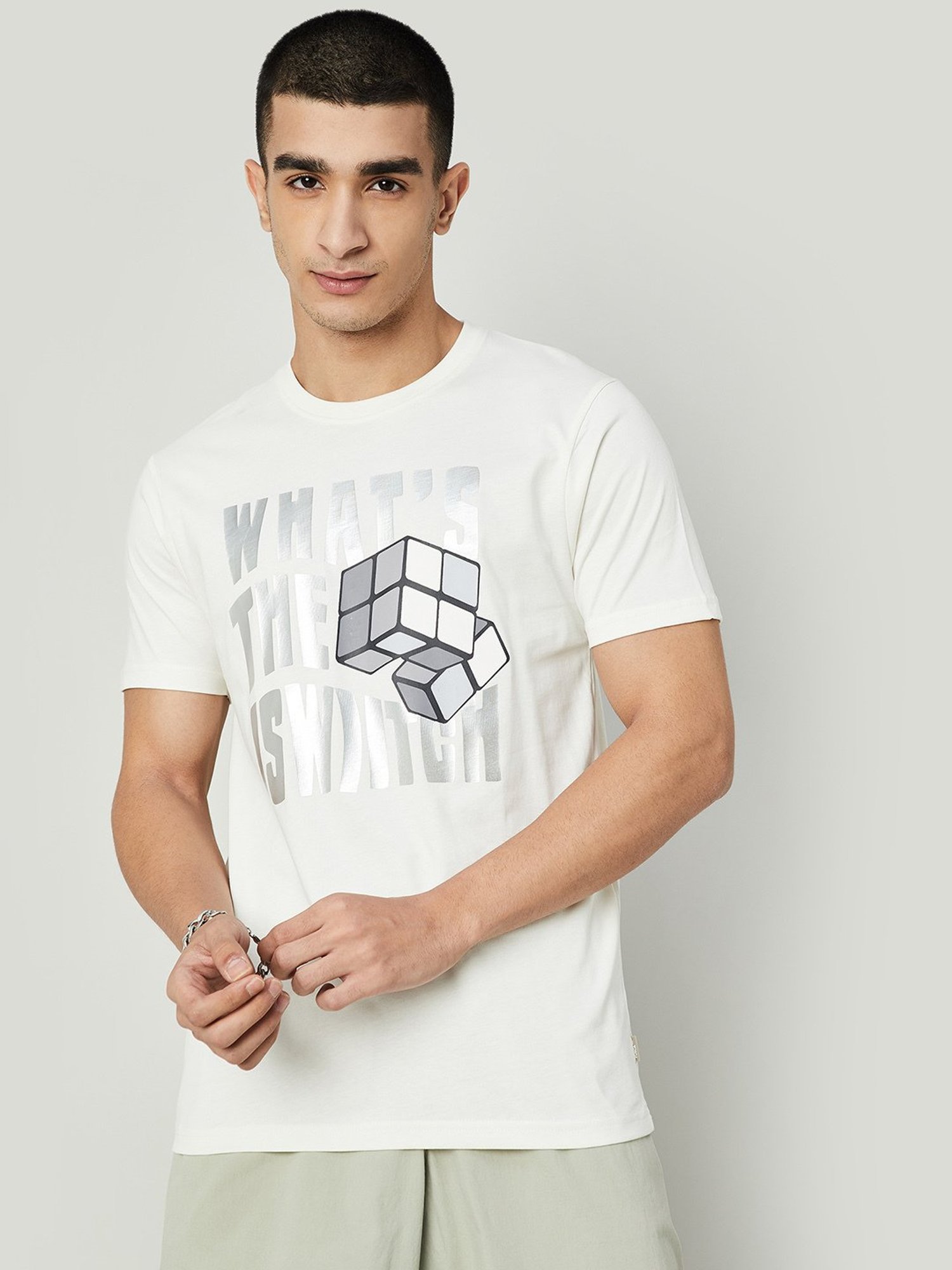Forca by Lifestyle Off White Regular Fit T-Shirt