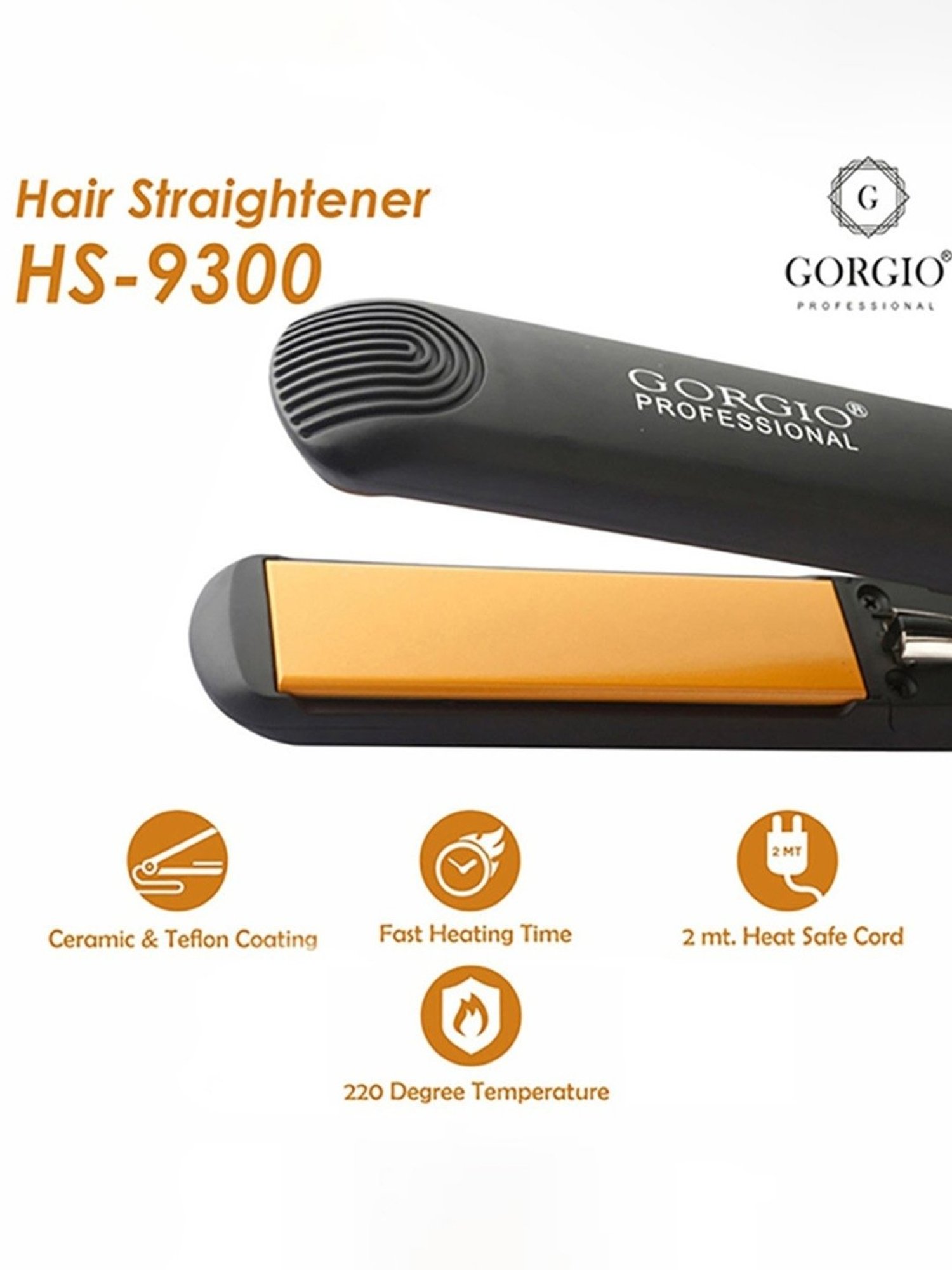 Gorgio Professional HS9300 Hair Straightener (Black)