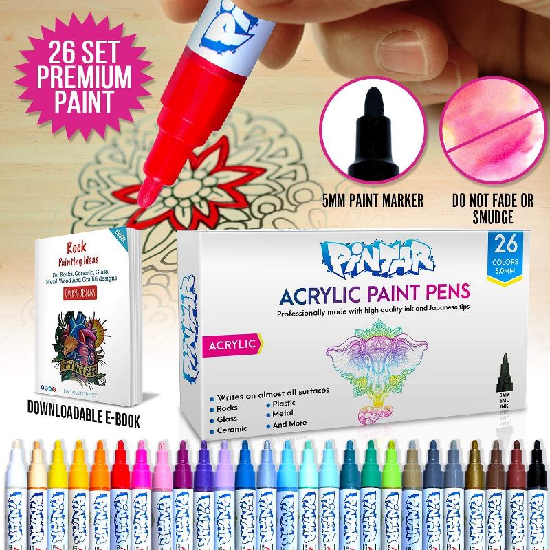 Pintar Art Supply 16 Pack Acrylic Premium Pastel Paint Pens Medium Tip 5.0mm