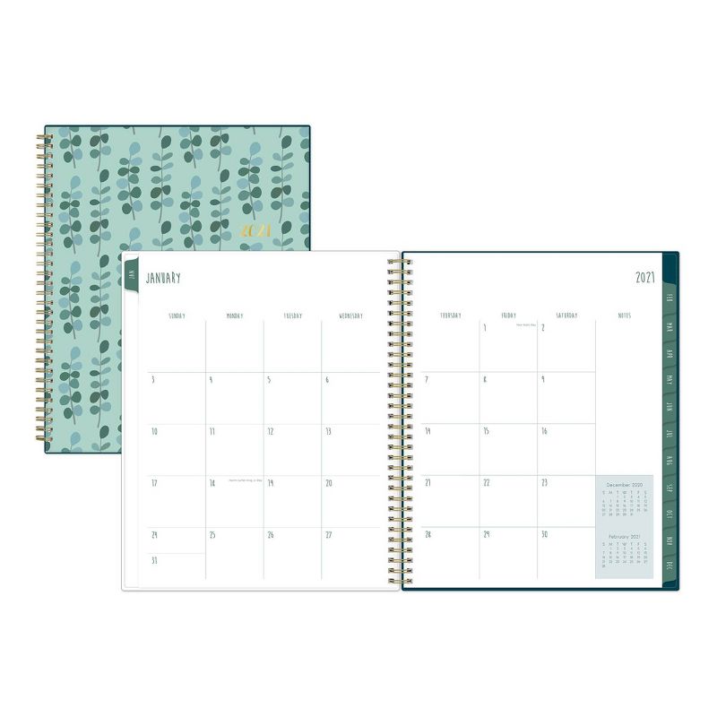 2021 Planner 8.5" x 11" VertAppt Plastic Weekly/Monthly Wirebound Blue Spring Leaf - Mia Charro