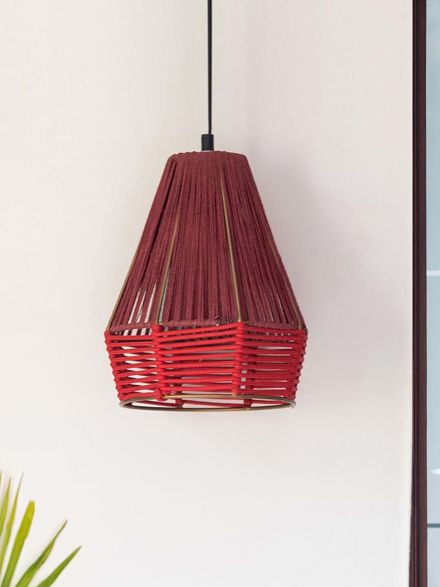 ExclusiveLane Marvels Beige Jute Handwoven Hanging Pendant Lamp