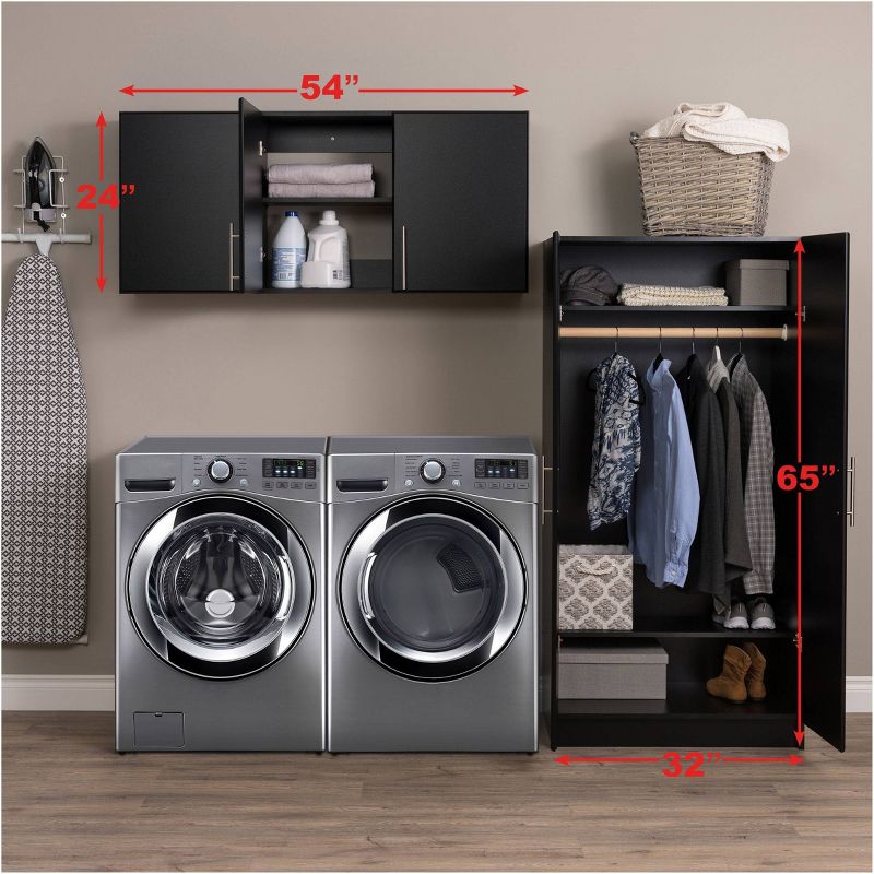 86" Elite with 2 Storage Cabinet Set Black - Prepac