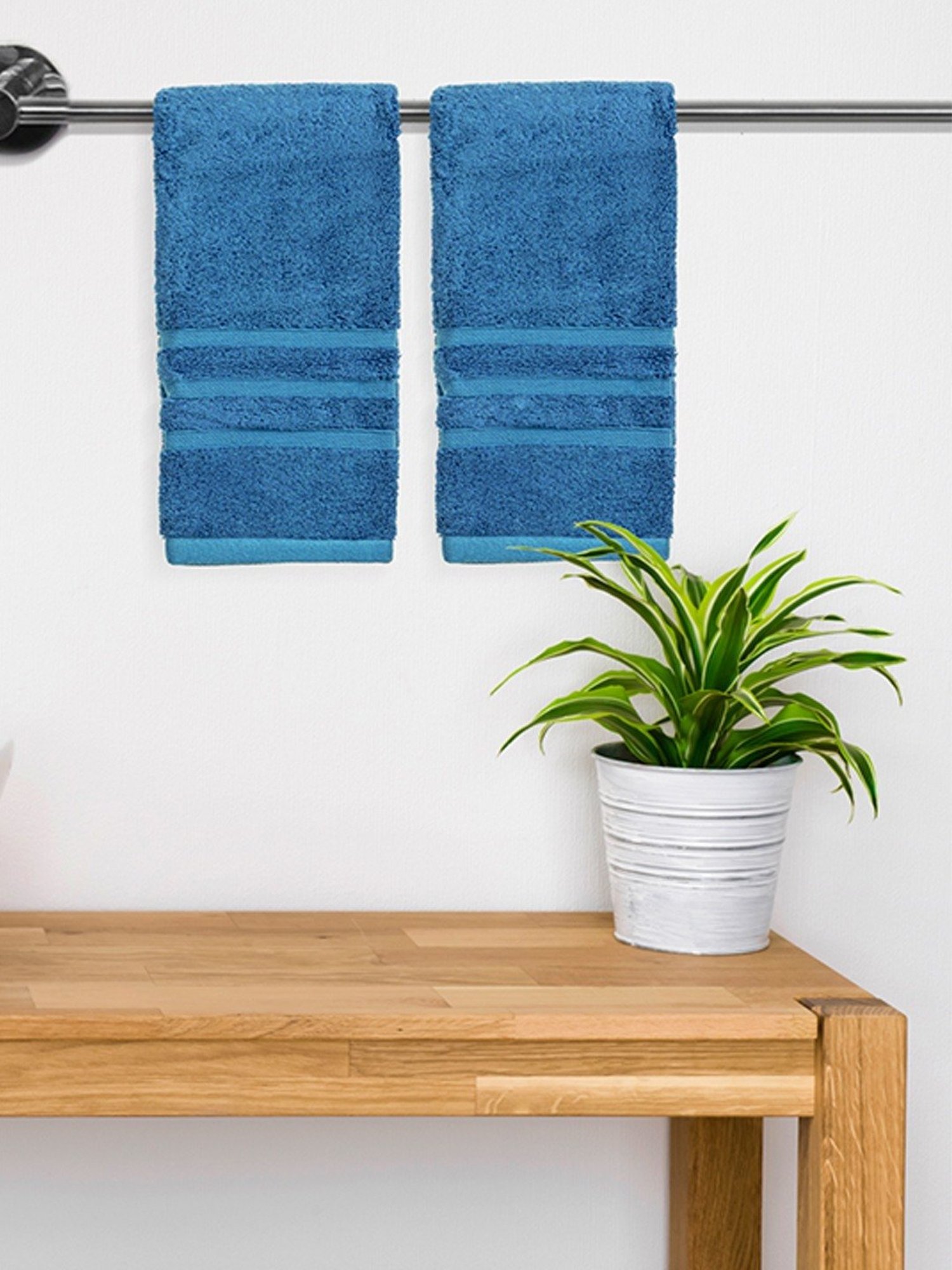 Boutique Living Kalpavriksha Blue 550 GSM Cotton Hand Towels - Set of 2