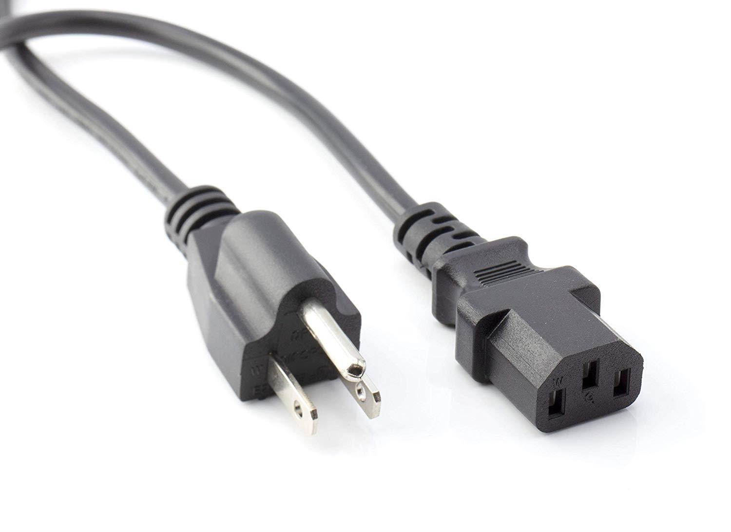 AC Power Cord 3 Prong (18 awg) for TV PC Monitor Wall Mount Set Up |Black &ndash; 6ft