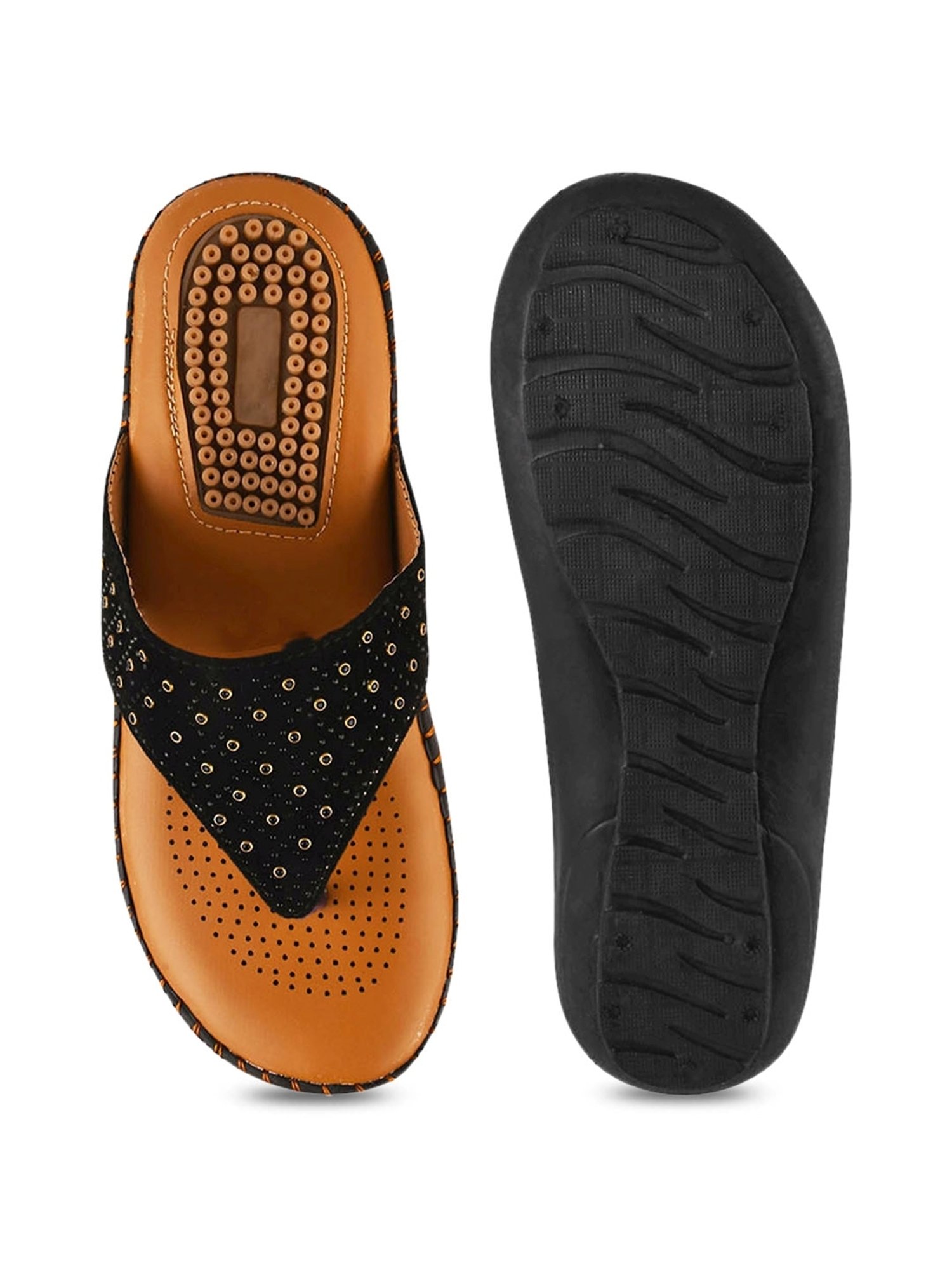 The White Pole Women's Black Thong Sandals