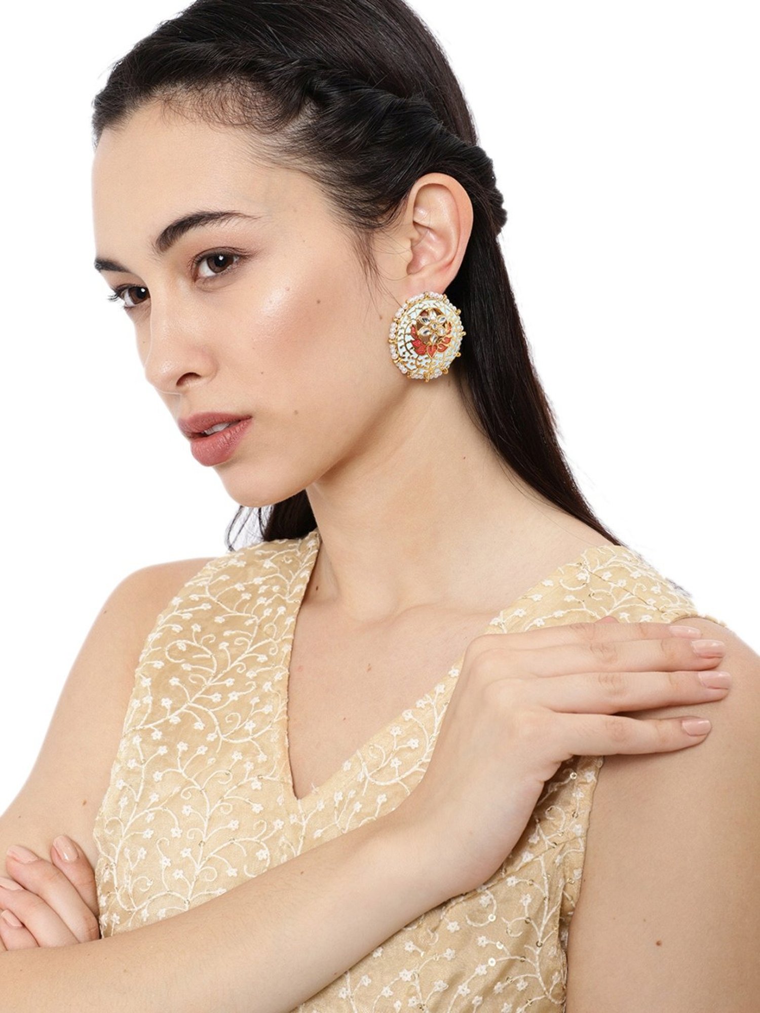 Zaveri Pearls Multicolor Alloy Stud Earrings