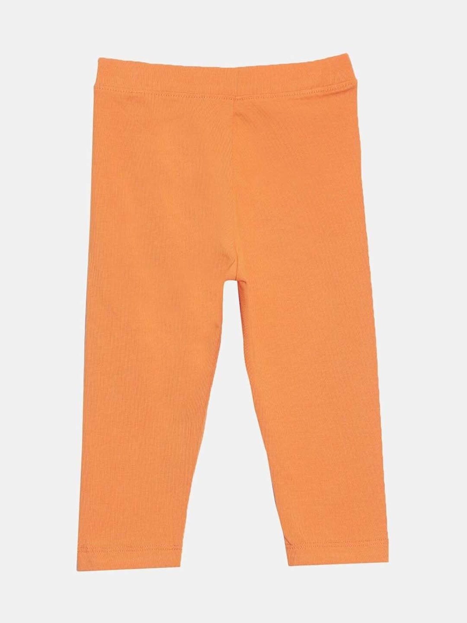 TWIN BIRDS Kids Beige & Orange Cotton Regular Fit Leggings (Pack of 2)