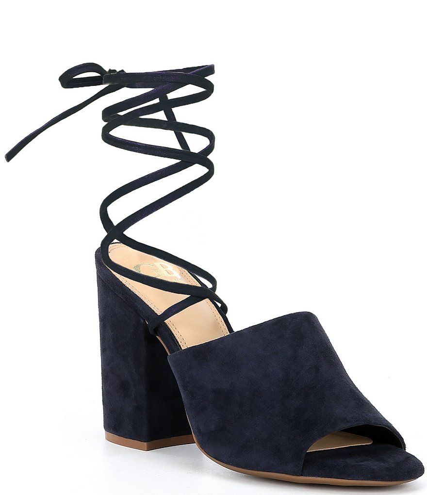 GB Kat-Kall Ankle Wrap Block Heel Mules