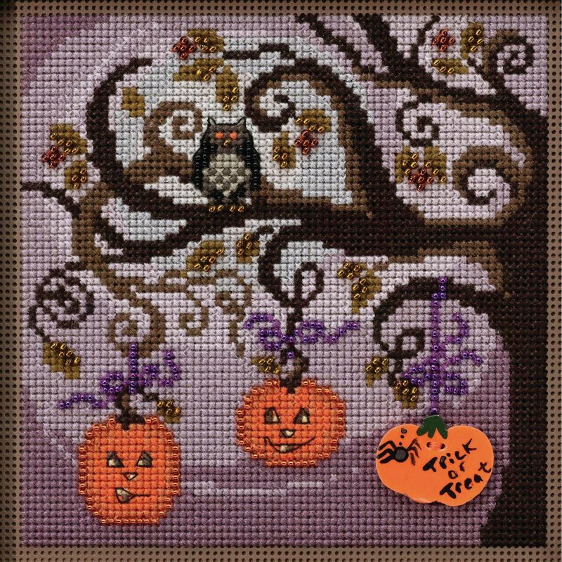 Mill Hill Buttons & Beads Counted Cross Stitch Kit 5"X5"-Pumpkin Tree (14 Count)