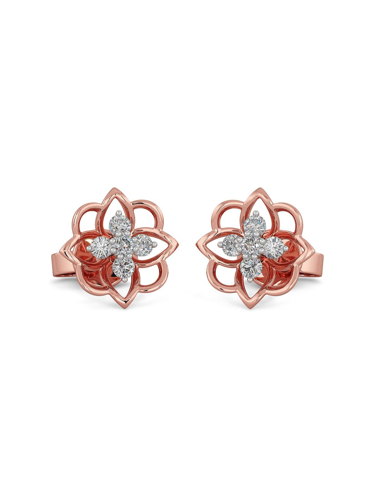 Joyalukkas 18k Rose Gold & Diamond Stud Earrings