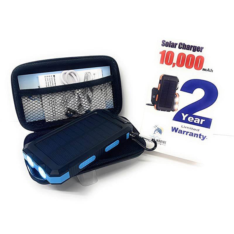 Solar Cell Phone Charger USB Solar Battery Charger Solar Battery Pack Battery Backup Portable Power for with Protective Carry Case 2 USB charging ports Charging cord included