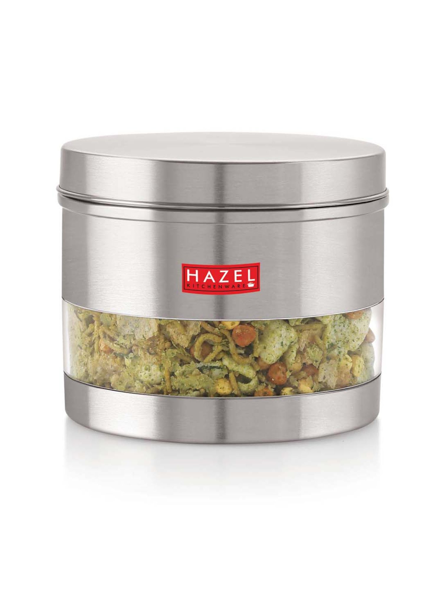 HAZEL Silver Stainless Steel Kitchen Storage Jar (1100 ml) - Set of 1