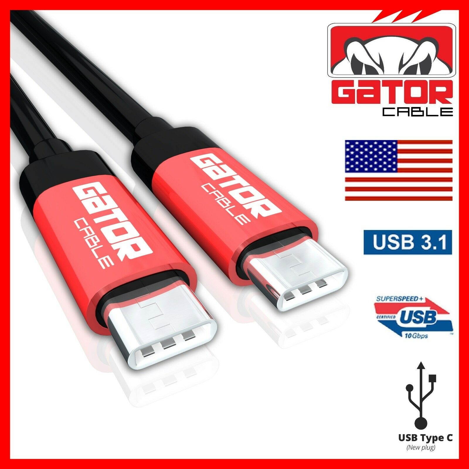 USB-C to USB-C 3.1 Male to Male Type-C Cable Fast Charger Charging Data Sync 6FT