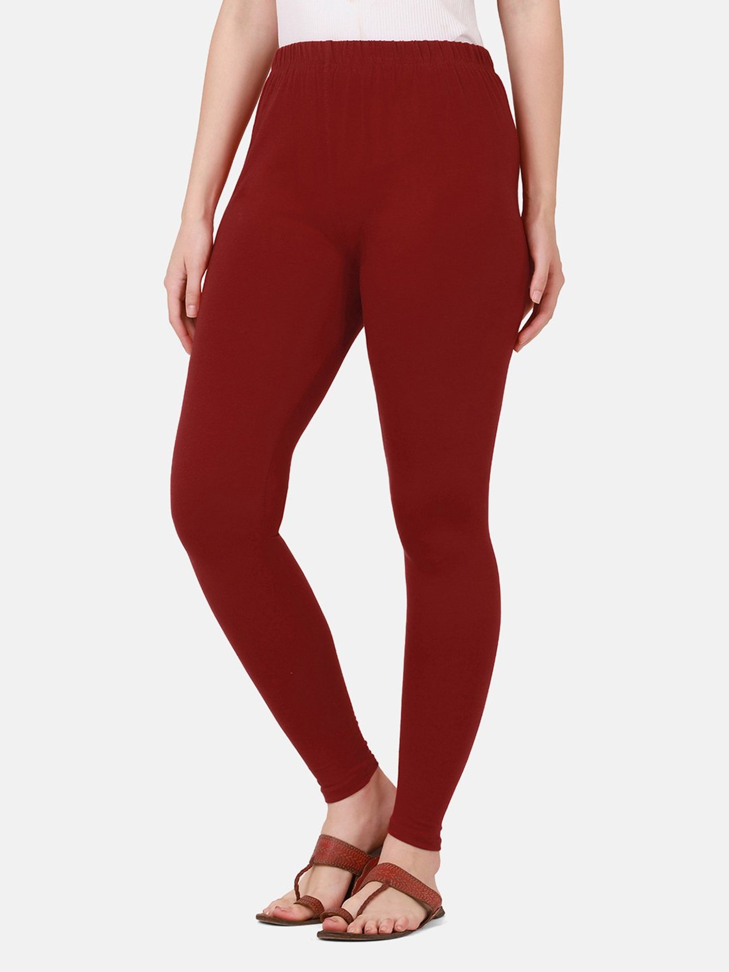 BUYNEWTREND Maroon & Navy Cotton Leggings - Pack Of 2