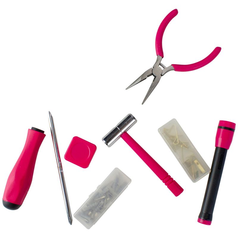 Northlight 50-Piece Gray and Pink Ladies Tool Belt Kit