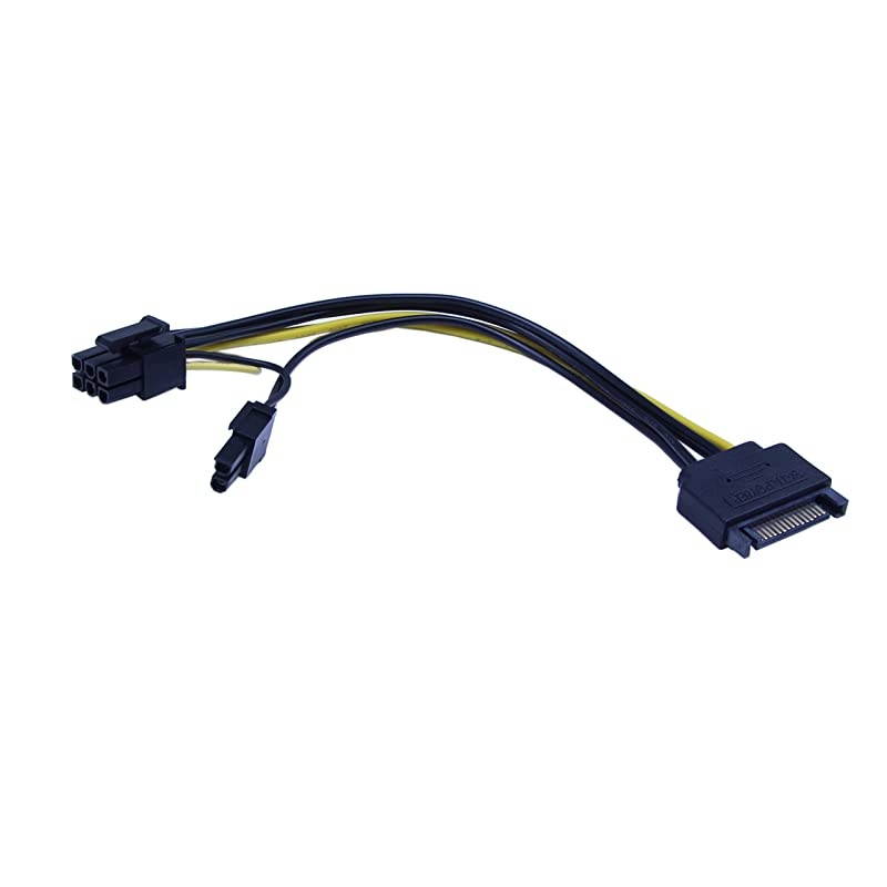 15Pin SATA Male to 8 Pin 6+2 Pin PCIExpress Female Video Card Power Adapter Cable20CM8inch