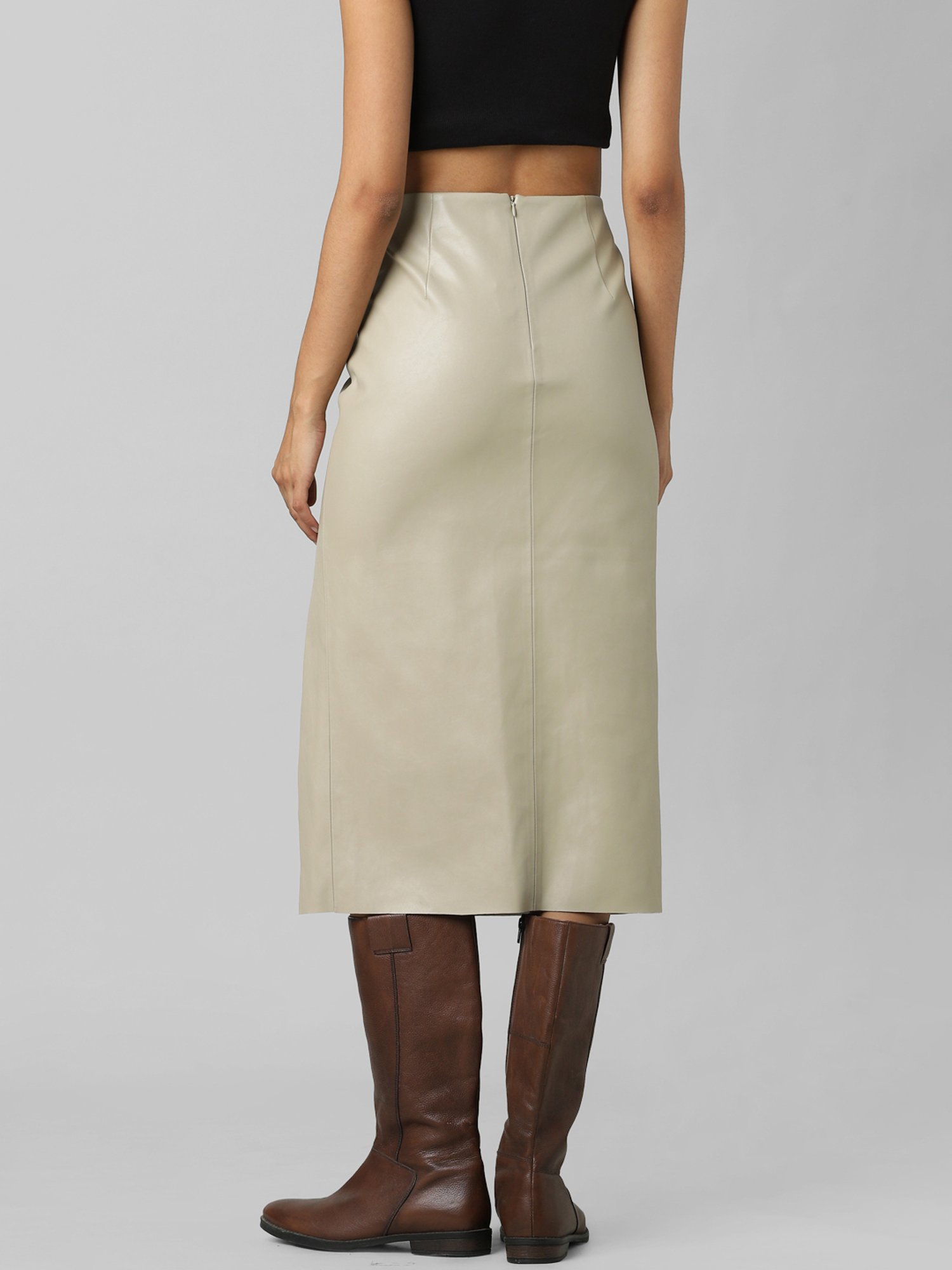 Only Beige Below Knee Pencil Skirt