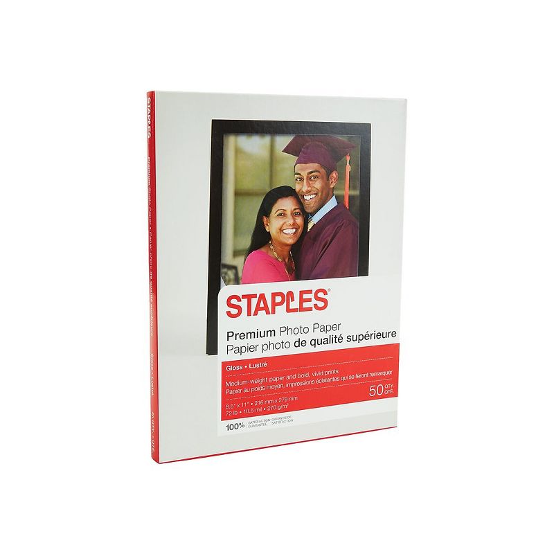 Staples Premium Glossy Photo Paper 8.5" x 11" 50/Pack (19899-CC) 