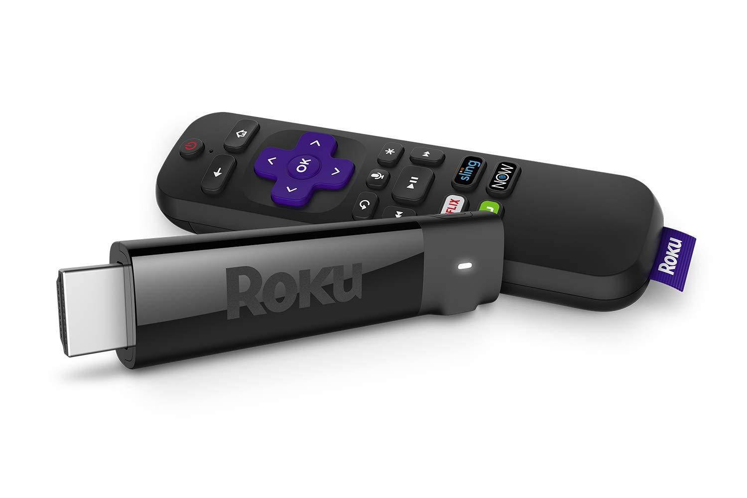 Roku Streaming Stick+ HD/4K/HDR Streaming Media Player with Long-range Wireless and Voice Remote with TV Controls - Black (3810R)