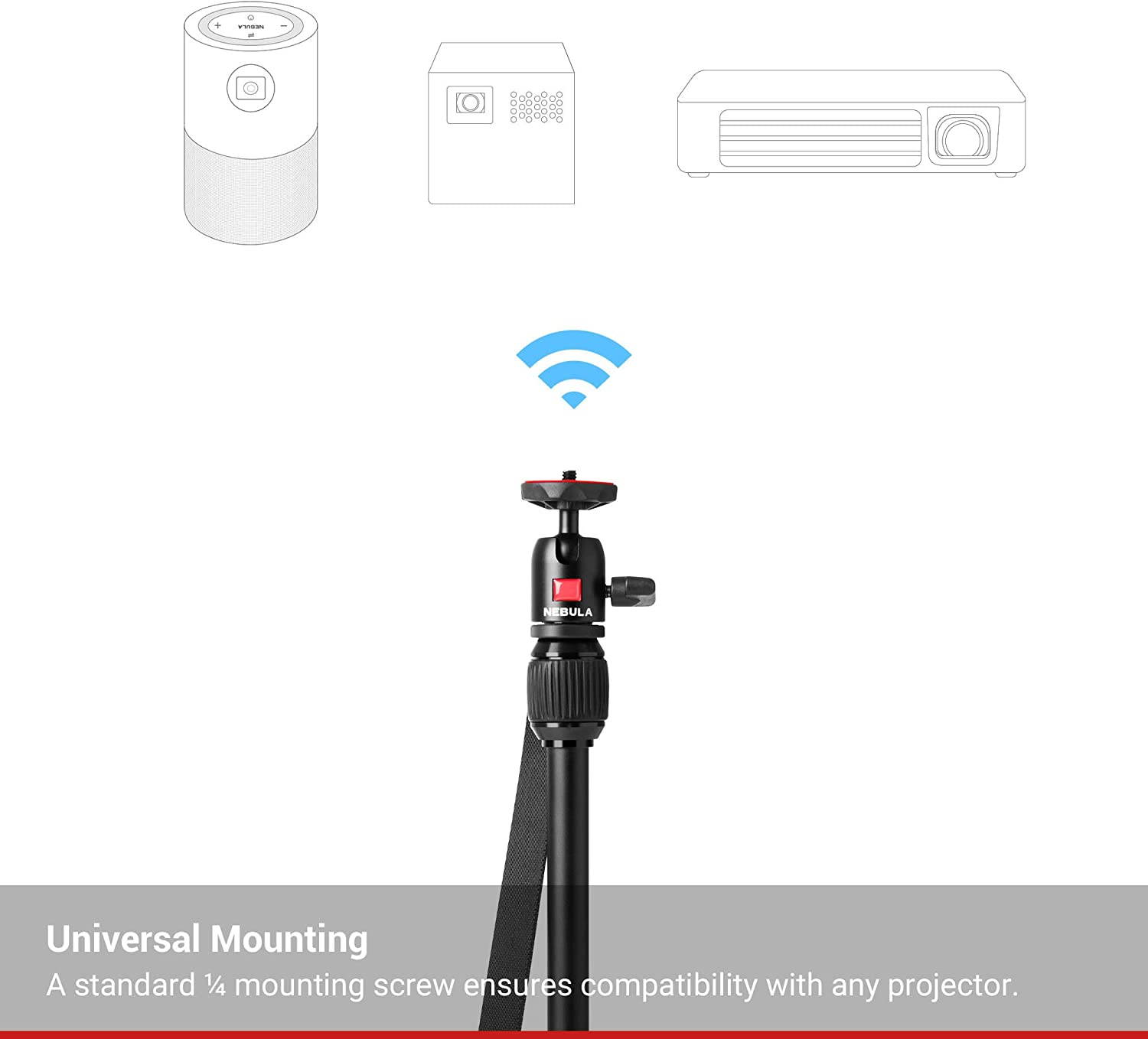 Anker Nebula Capsule Series Adjustable Tripod Stand, Compact, Aluminum Alloy Portable Projector Stand for Capsule, Capsule Max, and Capsule II with Universal Mount and Swivel Ball Head