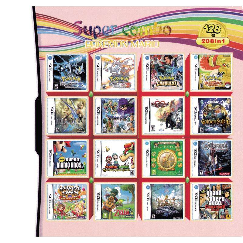 208 in 1 NDS Games Cartridge Gaming for Nintendo DS DS Lite DSi 3DS 2DS