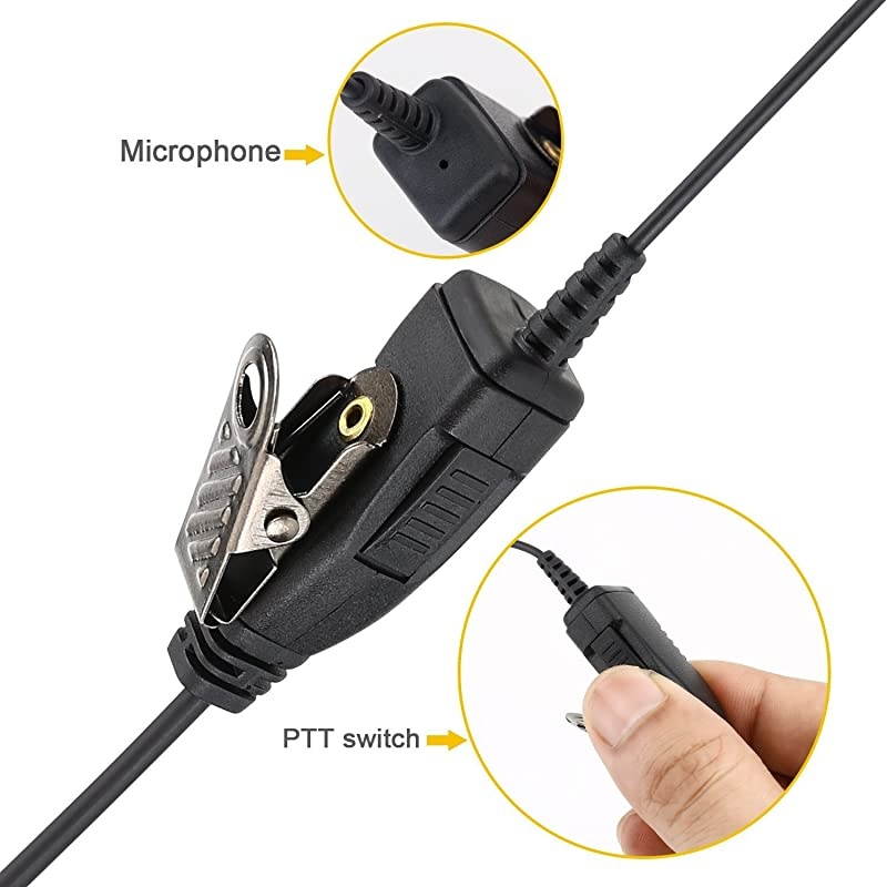 Walkie Talkie Swivel Earpiece with Microphone and PTT for Motorola Two Way Radio - Motorola Swivel Earpiece Compatible with Walkie Talkies CLS1410, CLS1100, HKLN4604A (2 Pack)